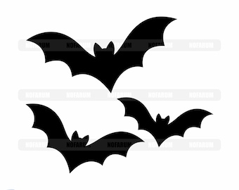 Pakiet clipartów „Nietoperz sylwetka SVG na Halloween” z latającymi nietoperzami do upiornych projektów rzemieślniczych Cricut