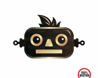 Robot gezicht SVG Bot Cricut silhouet snijden bestanden technologie digitale download commercieel