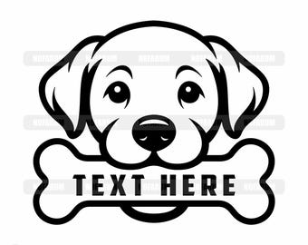 Hundeknochen Logo SVG: Welpe Gesicht Silhouette, Benutzerdefinierter Haustier Name (Digitale Dateien)