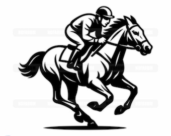 Rennpferd Jockey SVG: Pferdesport Silhouette Vektor (Digitaler Download)
