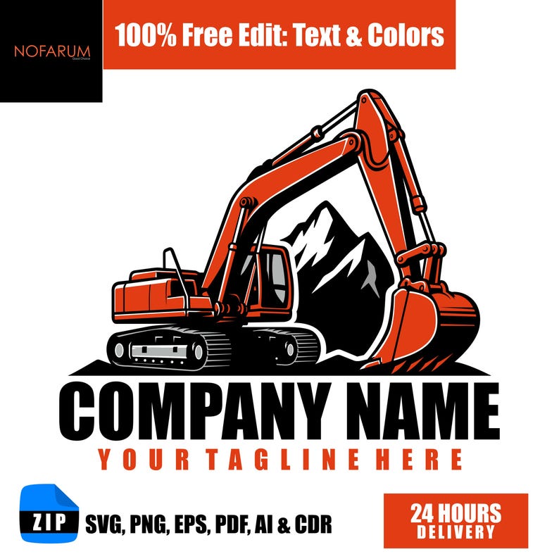 Excavator Construction Company Logo SVG Heavy Equipment Contractor ...