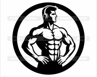 Bodybuilder SVG Silhouette | Gym Fitness Clipart | Muscular Athlete Logo for Cricut & Workout Crafts