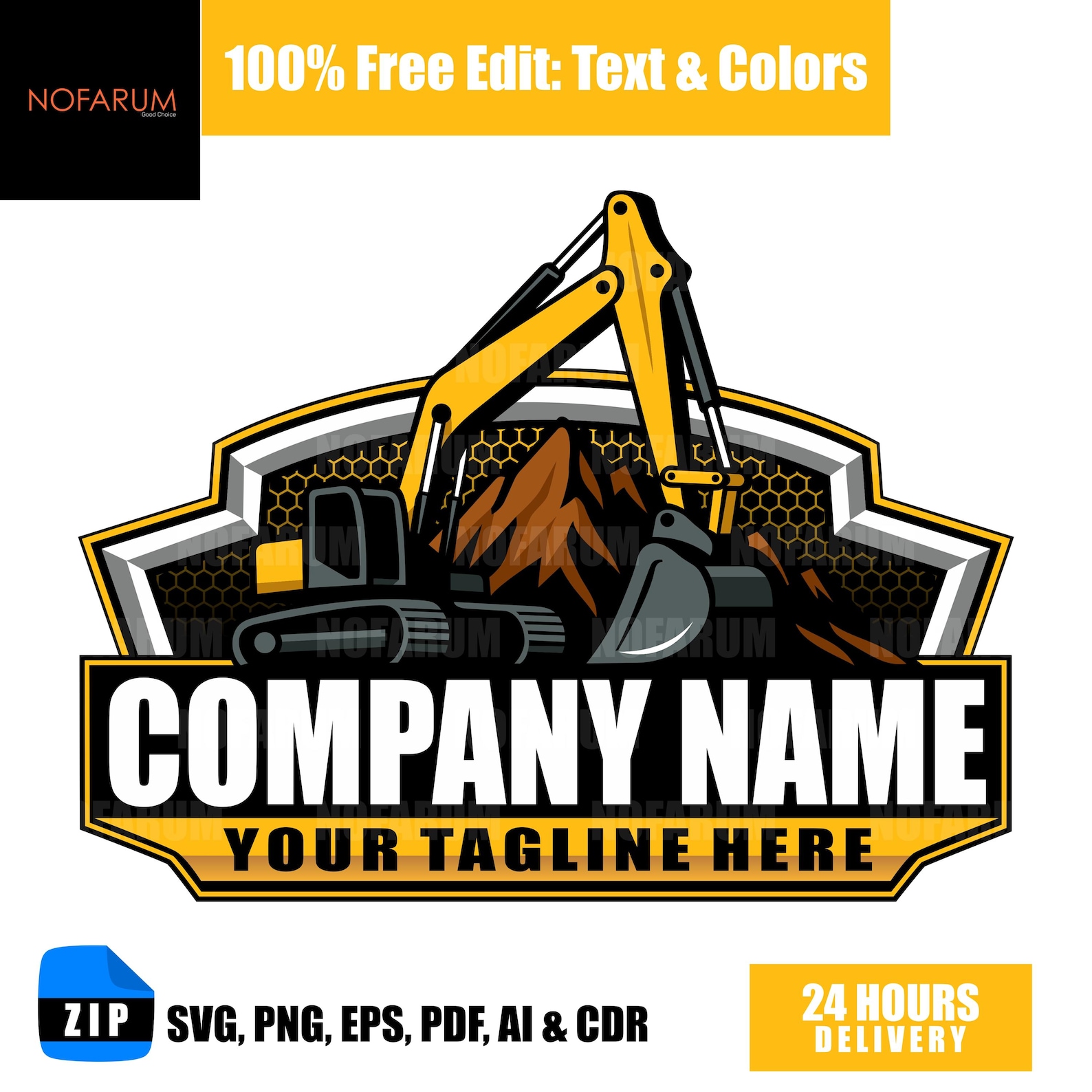 Excavation Company Logo SVG Heavy Equipment Badge Design for Contractor ...