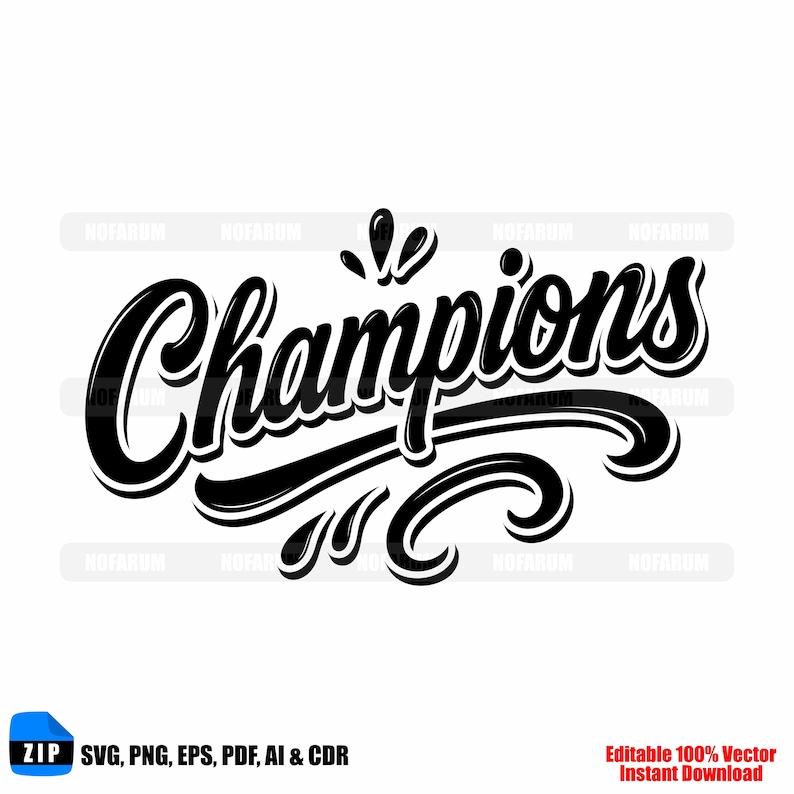 Champions SVG: Victory Typography Design (digital Download) - Etsy Canada