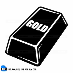 Goudstaaf SVG edelmetaal ingots pictogram rijkdom financiën symbool Cricut silhouet afdrukbare omtrek
