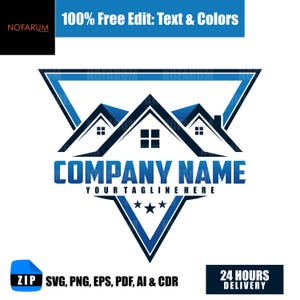 Modern Roofing Contractor Logo | House Roof Real Estate Logo | Home Improvement Company Branding | Editable Custom Business Logo Design