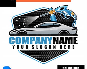 Car Wash Logo | Auto Detailing Service Logo Design | Pressure Wash Business Logo | Car Cleaning Vector Badge | Editable Car Wash Logo Design