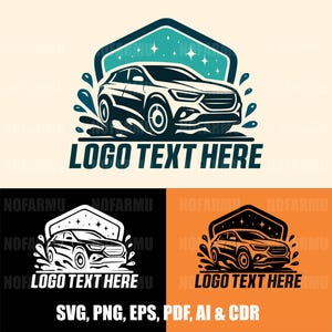 Car Wash Logo Template | Auto Detailing Logo Design | Custom Car Service Badge | Editable Vector Logo for Car Cleaning | Car Washing logo