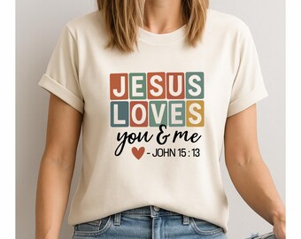 Retro Christian Bible Verse Design: Jesus Loves You (SVG, PNG, PDF)
