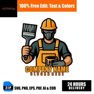 Painter Mascot Logo: Handyman Vector Design (Instant Download, Editable Files)