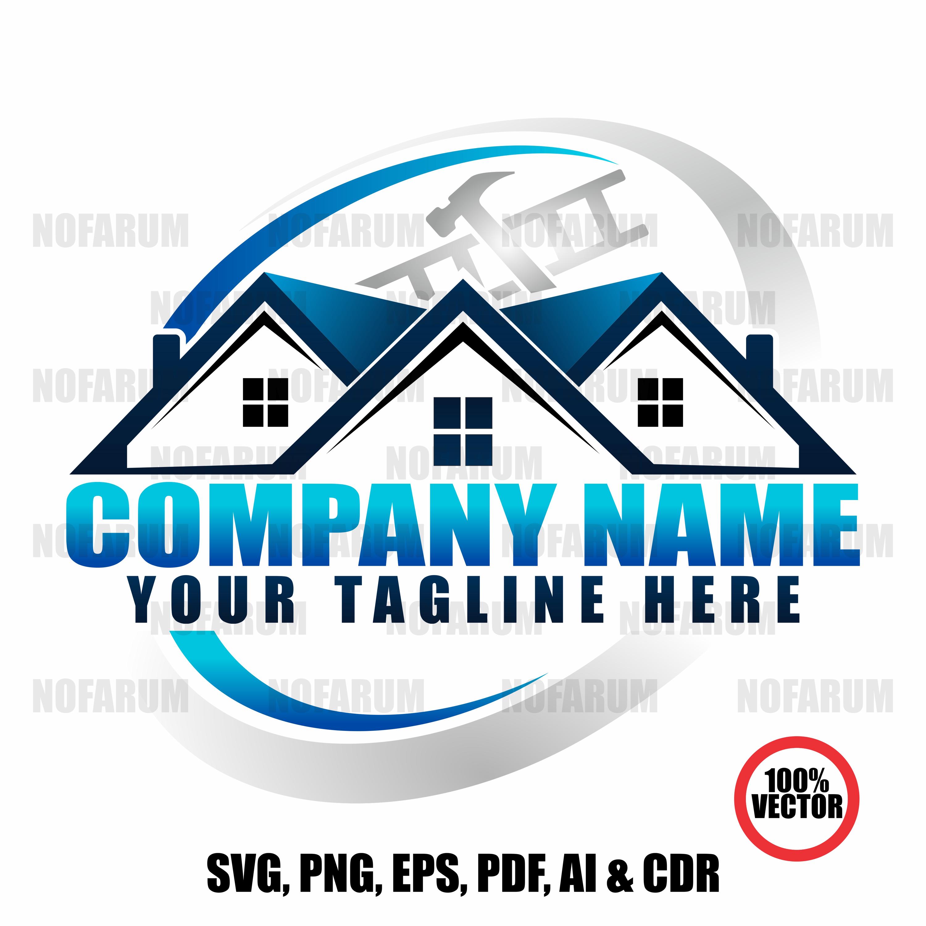 Real Estate Logo Design | Construction Company Logo | Home Improvement Business Logo | Editable House Logo Template | Digital Download svg
