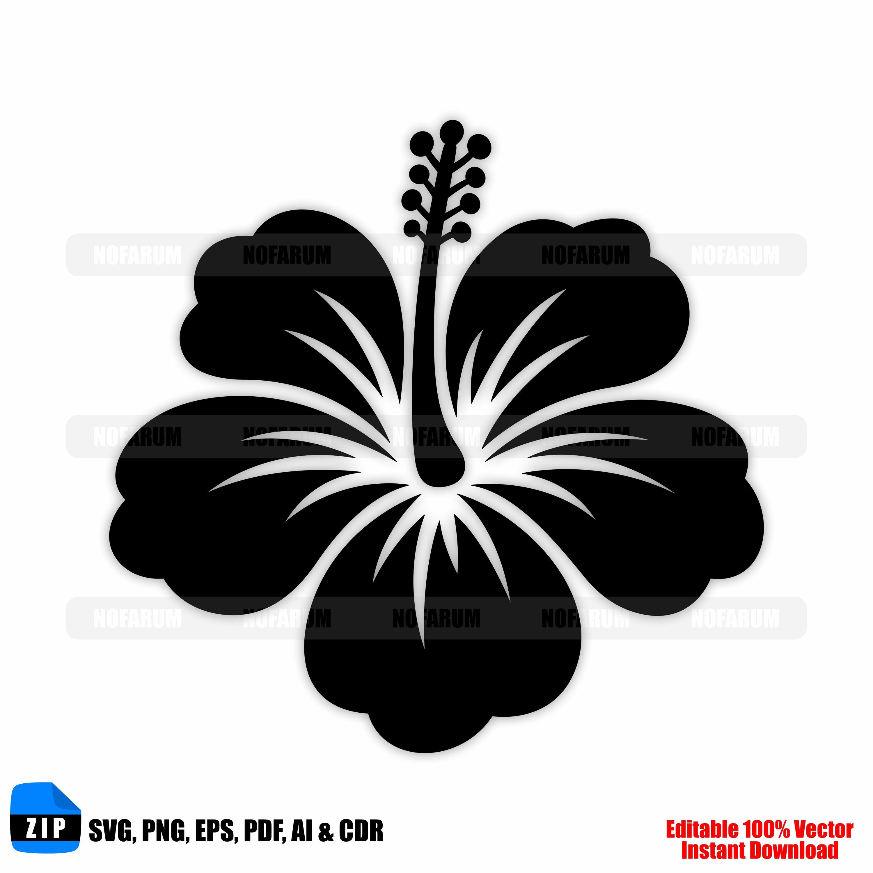 Hibiscus Flower SVG Tropical Floral Nature Cricut T-shirt Logo Design ...
