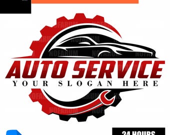 Diseño de logotipo vectorial para taller mecánico de automóviles (SVG, PNG, EPS, PDF, AI y CDR)