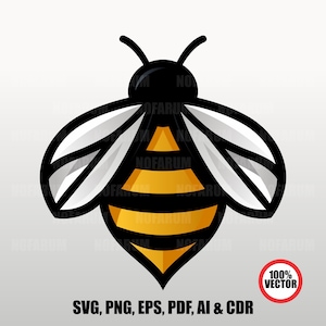Premium Bee Logo SVG | Cute Bumblebee Vector Design | Honey Bee Clipart for Cricut & Sublimation | Digital Download for T Shirts Stickers