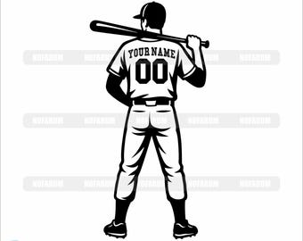 Baseball Player SVG: Custom Jersey, Silhouette Clipart (Digital Files)