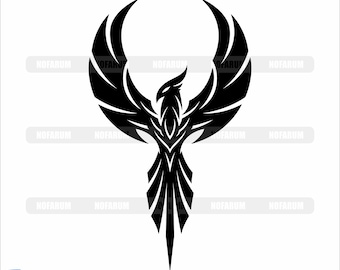 Phoenix Vogel SVG Schnittdatei: Tribal Feuervogel Silhouette Vektor (Digitaler Download)