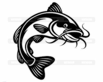 Catfish SVG, Minimalist Fish Line Art (Digital Download)
