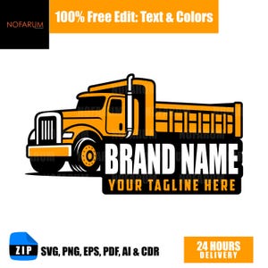 Dump Truck Logo | Heavy Equipment Logo Design | Construction Truck Branding | Custom Truck Business Logo | Editable Digital Logo Business
