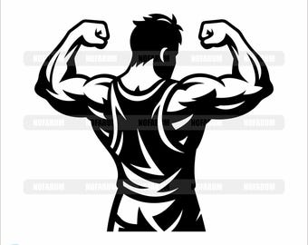 Bodybuilder Flexing Muscles SVG | Gym Fitness Silhouette (Digital Download)