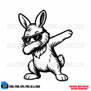 Dabbing Easter Bunny SVG | Cool Rabbit Vector Clipart (digital nedladdning)