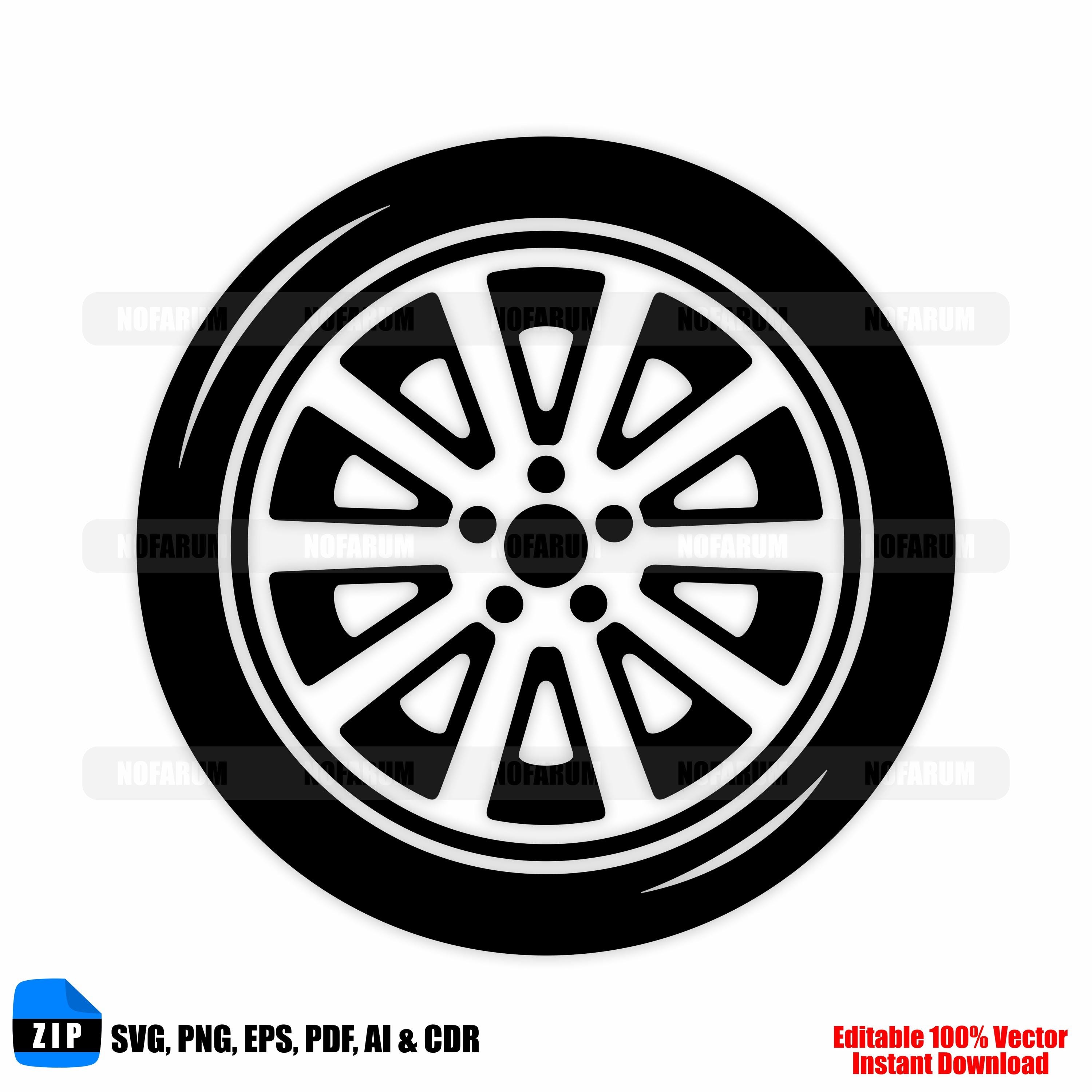 Car Wheel Rim SVG Minimalist Tire Automotive Icon Cricut Laser Cut ...