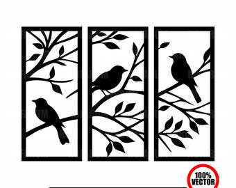 Bird on Branch SVG: Laser Cut Wall Art, Cricut Ready (Digital Download)