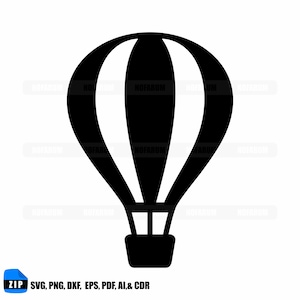 Hot Air Balloon SVG, Adventure Flight, Sky Journey, Travel Icon, Floating Aerostat, Vintage Aviation