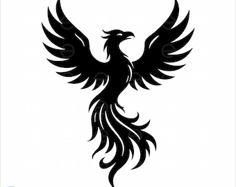 Phoenix Vogel SVG: Aufsteigender Feuervogel Vektor-Design (Digitaler Download)