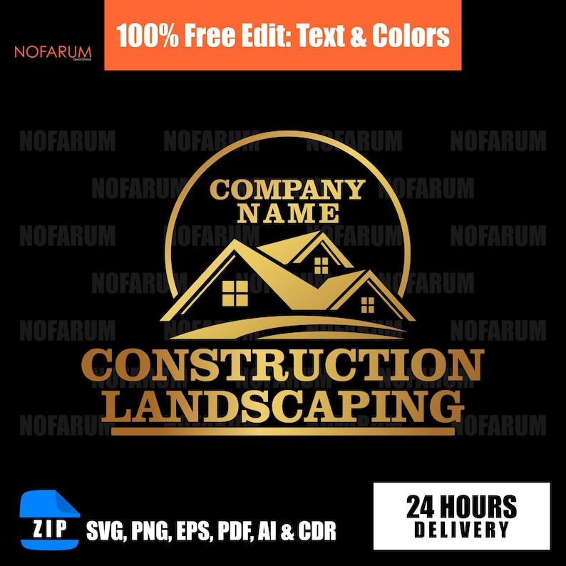Construction Landscaping Company Logo SVG Contractor Branding Design ...