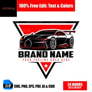 Luxury Car Logo | Custom Racing Car Emblem | Sports Car Brand Logo Design | Editable Vector Auto Logo | Garage or Car Club Branding