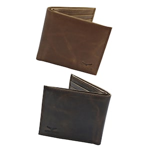 Men&#39;s Slim Genuine Leather Bifold Wallet – Minimalist Front Pocket Durable Billfold – RFID Blocking Card Wallet – Gift for Him