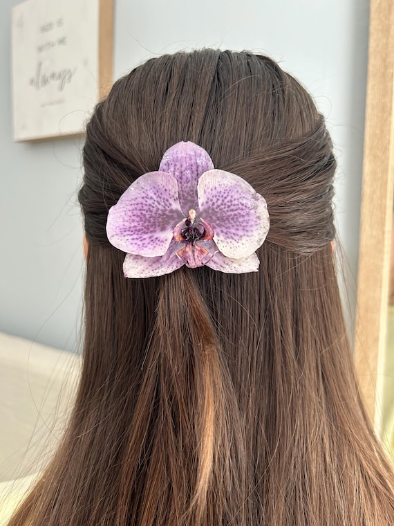 ? Real Orchid Hair Clip  Handmade & One of a Kind Real Orchid Hairclip - Etsy main image 3