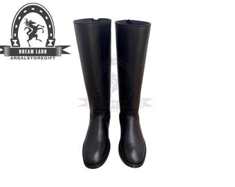 Men's Black Leather Riding Boots,Handmade Tall Equestrian Boots,Horseback Riding Shoes,Gift for Husband,Custom Size Long Boots