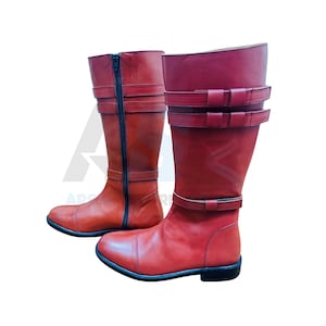 Bottes d'équitation marron personnalisées | Bottes de cosplay gothiques à lacets | Bottes d'équitation en cuir pour hommes et femmes | hautes bottes d'équitation | Cadeaux