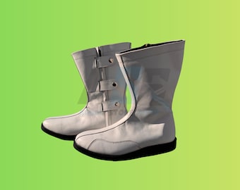 Custom Wrestling with Zipper Boots | Tall Boots With Rubber Sole | Gift | Leather Wrestling Shoes | Pro white Wrestling Boots with buckle