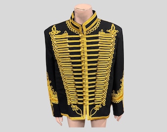 Napoleonische Husarenjacke für Herren Schwarz, Husaren Dolman Jacken Herren, Tunika-Jacke Pelisse Hendrix Pipe Band Jacke, Trommler Husarenjacken für Herren