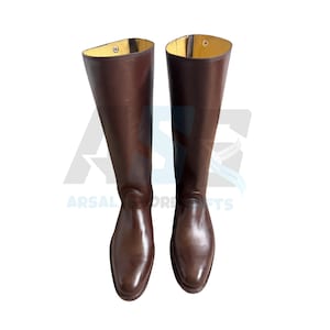 Bottes d'équitation marron pour homme | Bottes d'équitation hautes pour homme | Bottes équestres à semelle en cuir | Chaussures longues faites main | Bottes d'équitation anglaises