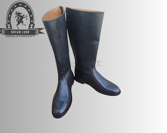 Men's Riding Black Boots,Handmade Long Leather Boots, Boots With All Sizes,Equestrian Black Tall Riding Boots,Black Leather Long Boots,Gifts