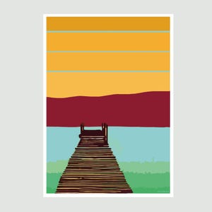 Póster enmarcado de Vettorica: Paisaje minimalista de los años 70 | Arte de pared vintage, decoración bohemia - n.º 50