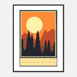 Póster enmarcado de Vettorica: Paisaje minimalista de los años 70 | Arte de pared vintage, decoración bohemia - n.º 37