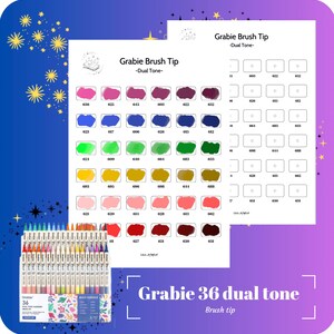 GRABIE 36 Dual Tone Brush - Nuancier des 76 couleurs numérotées - à imprimer