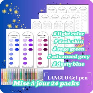 Caneta Gel LANGUO sem numeração - adequada para pacotes de 24 (207 cores) e 19 pacotes - cartela de cores CLOUD - para imprimir