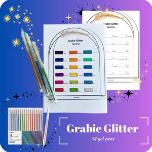 GRABIE Glitter gel-pen - Nuancier numéroté 18 couleurs - à imprimer