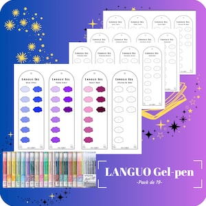 LANGUO Cloud Kleurenkaart Ongenummerde Gelpen - Geschikt voor 19 verpakkingen - Afdrukbaar