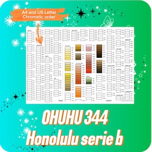 OHUHU 344 Honolulu - Kleurenkaart in chromatische volgorde - Nieuwe codes - PDF / A4 of US Letter