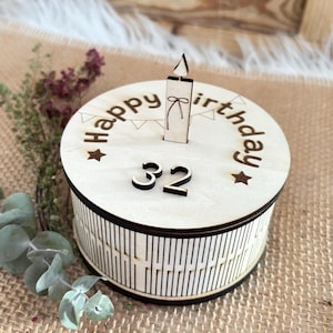 Archivo/plantilla de corte láser SVG Caja de regalo Pastel de cumpleaños Caja de madera para pastel de cumpleaños
