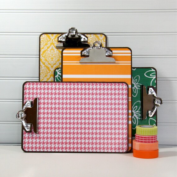 Items similar to Papered Clipboards. Journal Sized. Set of Four Brights