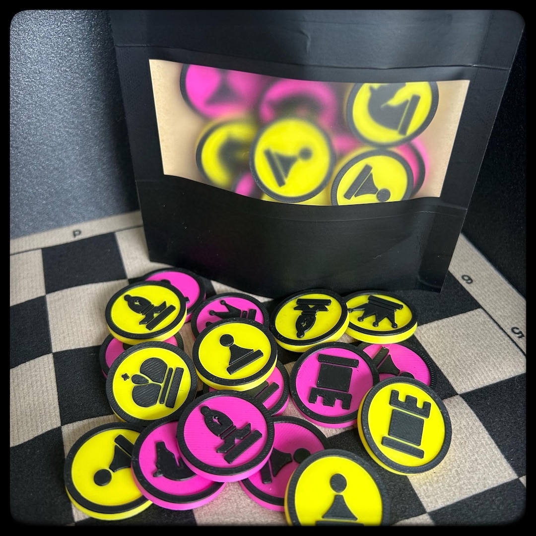 3D Printed Chess Token Set With Travel Chess Board - Etsy