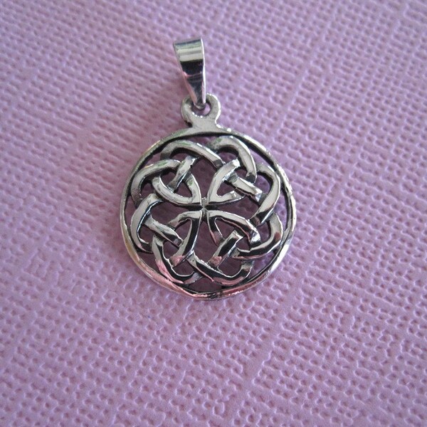 Celtic Pendant Sterling Silver Round Charm