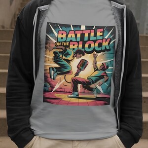 Battle On The Block T-Shirt  Retro Hip-Hop Dance Battle Graphic Tee for Streetwear Lovers